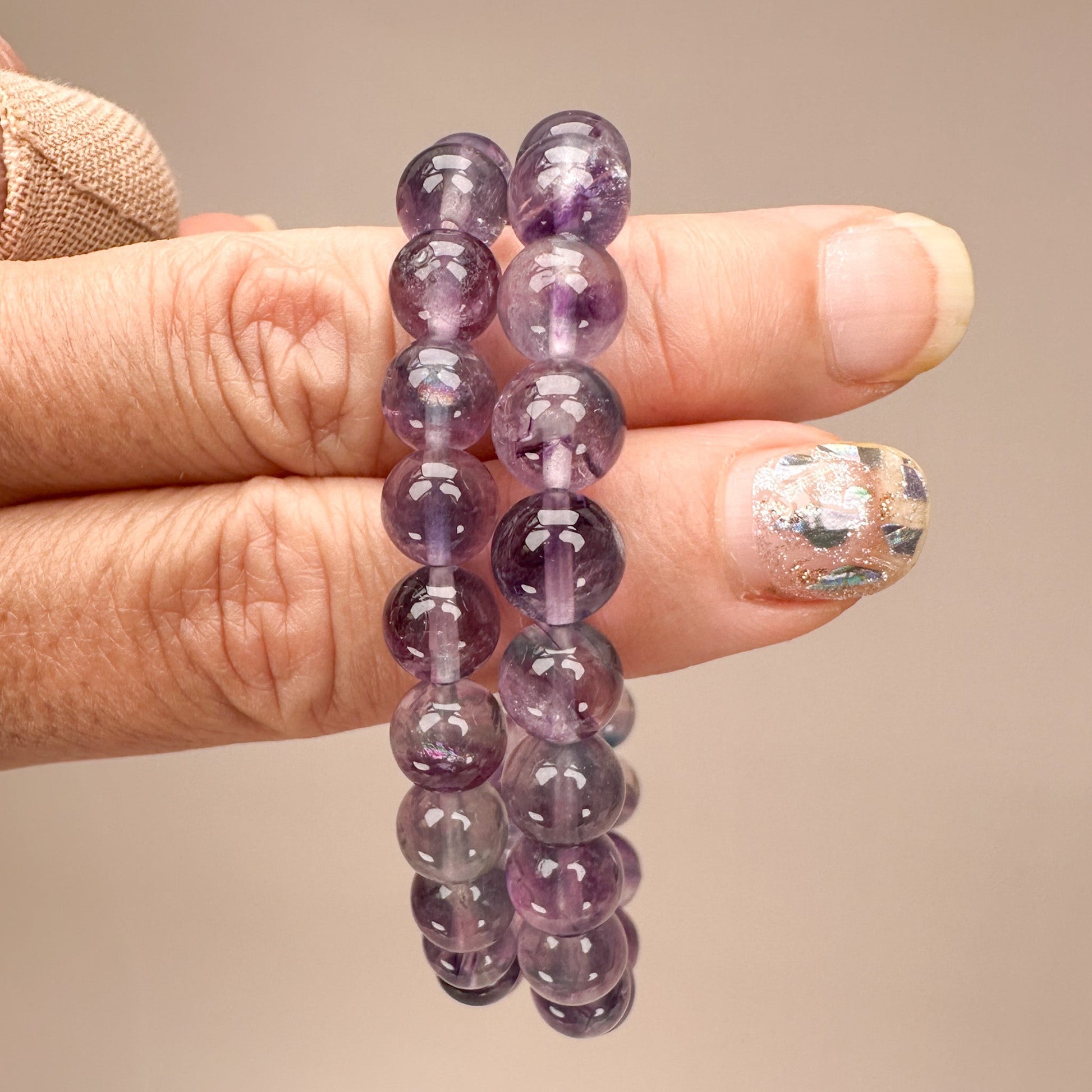 Fluorite 8mm Smooth Round Bead Stretchy Bracelet - 1 pc. (J213)-The Bead Gallery Honolulu
