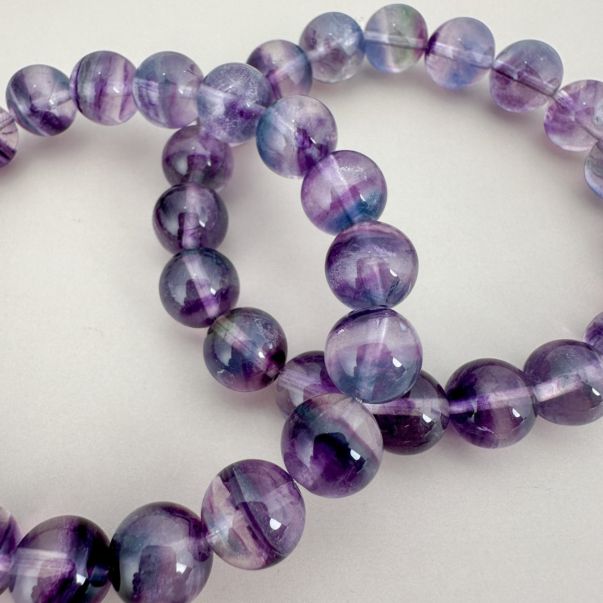Fluorite 8mm Smooth Round Bead Stretchy Bracelet - 1 pc. (J213)-The Bead Gallery Honolulu