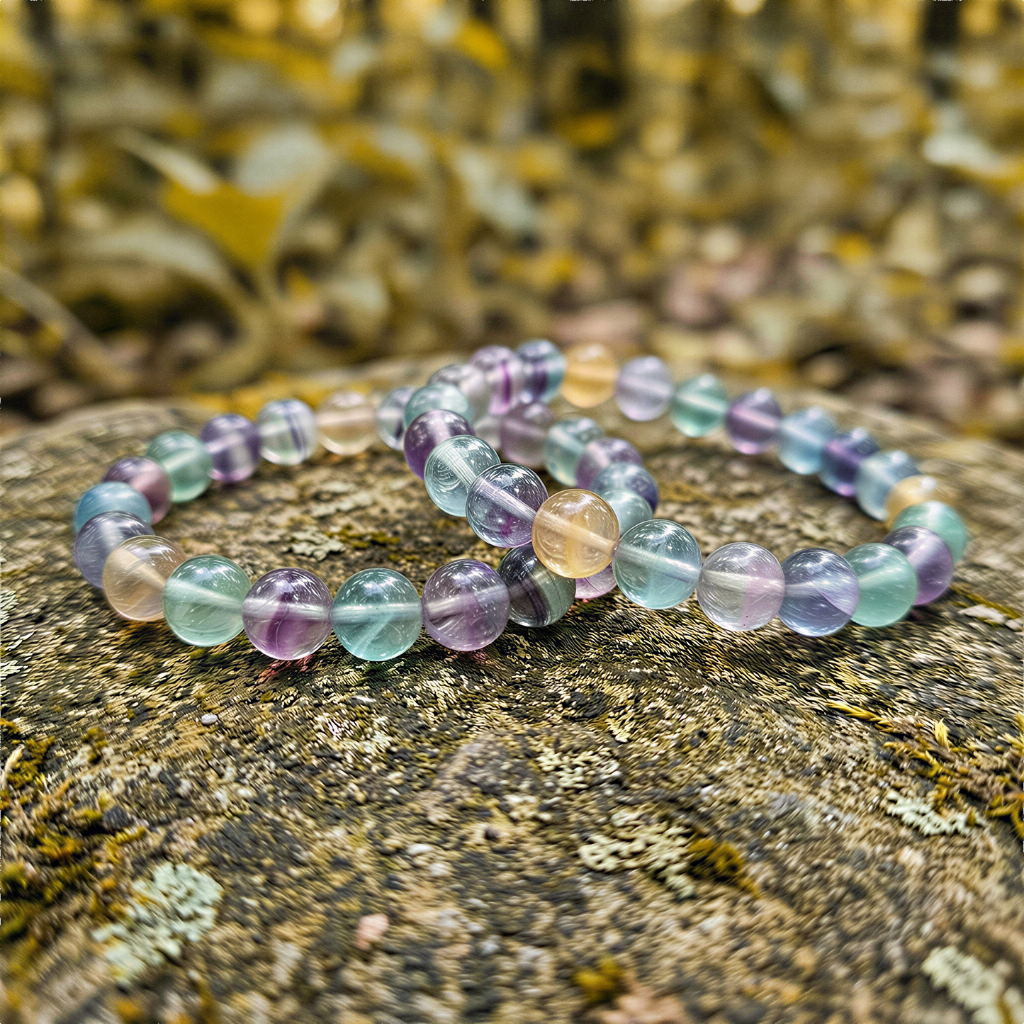 Rainbow Fluorite Stretchy Bracelet - 3 Bead Sizes (GEM872)