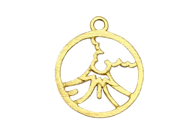 Framed Volcano Round Charm (2 Metal Options Available) - 1 pc.