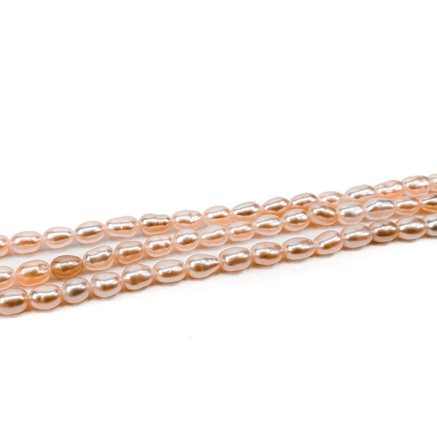 Freshwater Pearl 2.5x4mm Peach Long-Drill Rice Bead - 7.75" Strand (GEM127)-The Bead Gallery Honolulu