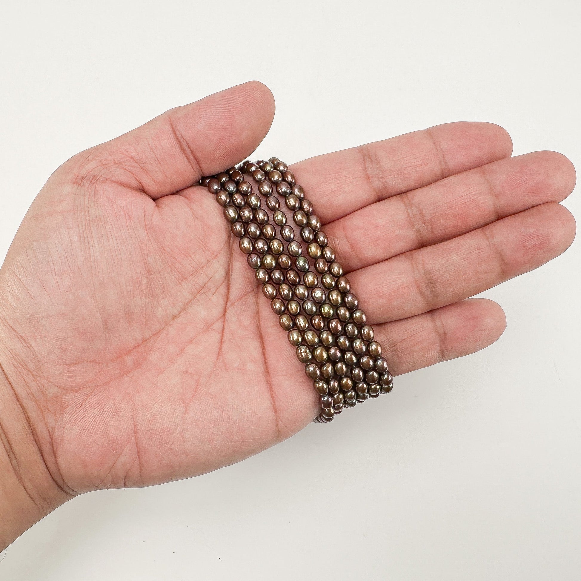 Freshwater Pearl 4-4.5mm Brown Potato Bead - 8" Strand (GEM2269)-The Bead Gallery Honolulu