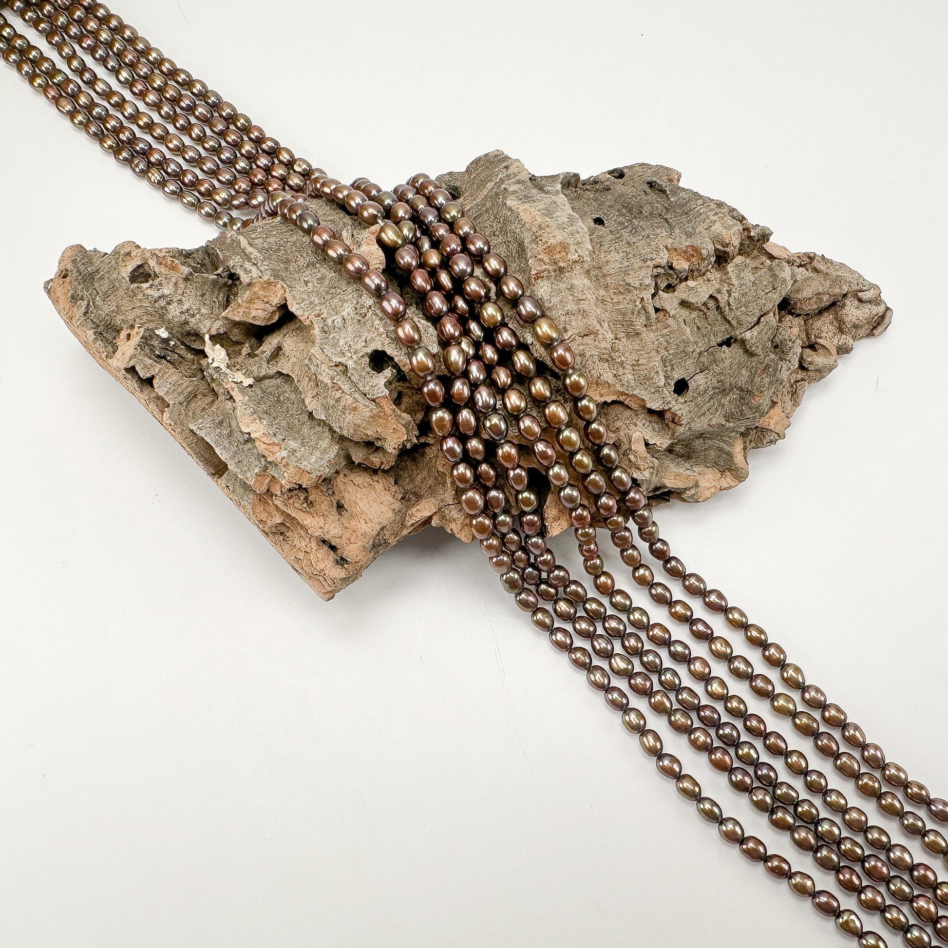 Freshwater Pearl 4-4.5mm Brown Potato Bead - 8" Strand (GEM2269)-The Bead Gallery Honolulu