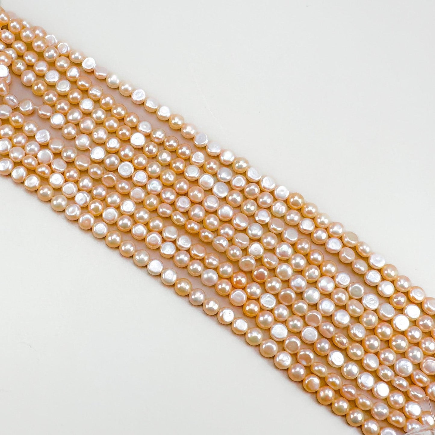 Freshwater Pearl 5mm Peach Half-Round Long-Drill Bead - 7.75" Strand (GEM9)-The Bead Gallery Honolulu