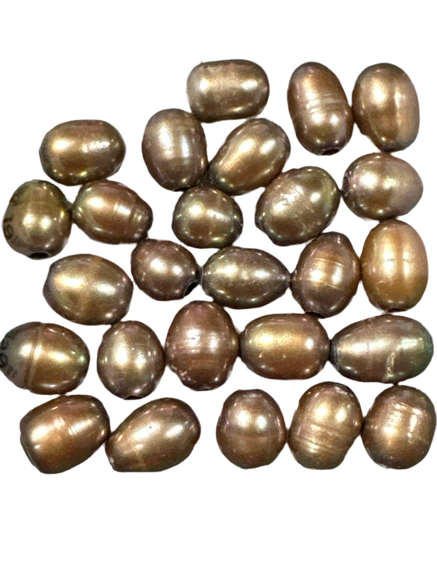 Golden Olive 6.5-7.5mm Rice with Large Hole Freshwater Pearl Bead (GEM1821)-The Bead Gallery Honolulu