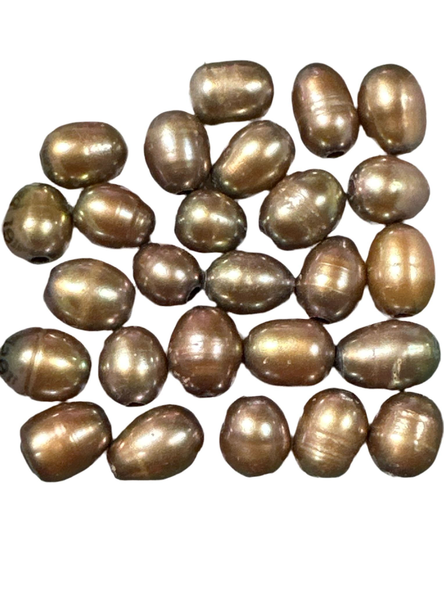 Golden Olive 6.5-7.5mm Rice with Large Hole Freshwater Pearl Bead (GEM1821)-The Bead Gallery Honolulu