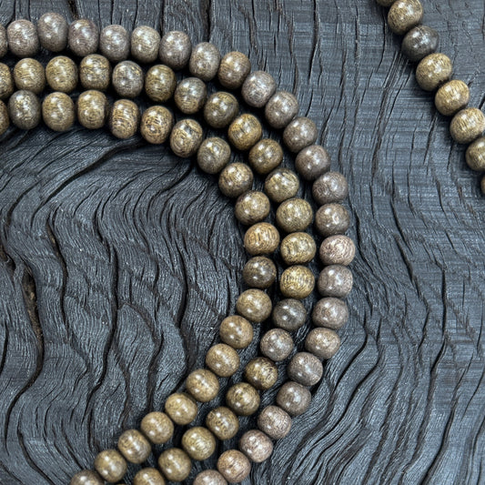 Gray Wood 8mm Polished Finish Round Bead - 16" Strand (GEM2176)-The Bead Gallery Honolulu