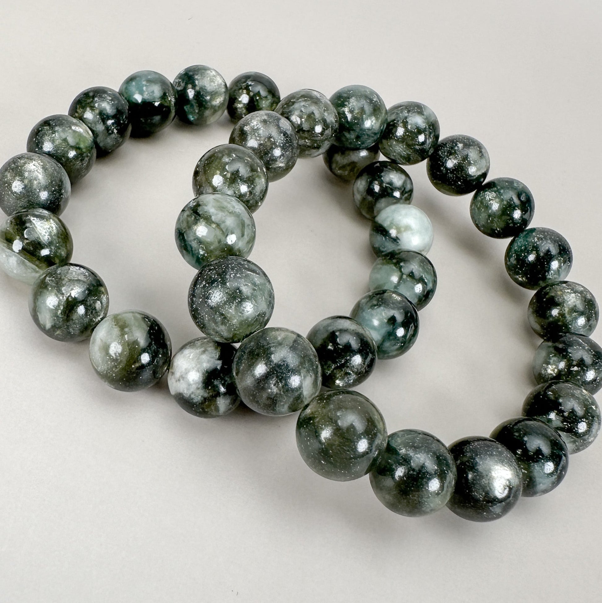 Green Lepidolite 11.5mm Smooth Round Bead Stretchy Bracelet - (J210)-The Bead Gallery Honolulu