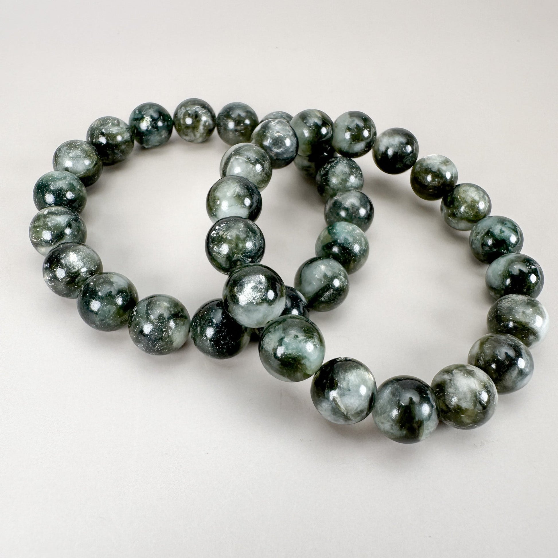 Green Lepidolite 11.5mm Smooth Round Bead Stretchy Bracelet - (J210)-The Bead Gallery Honolulu