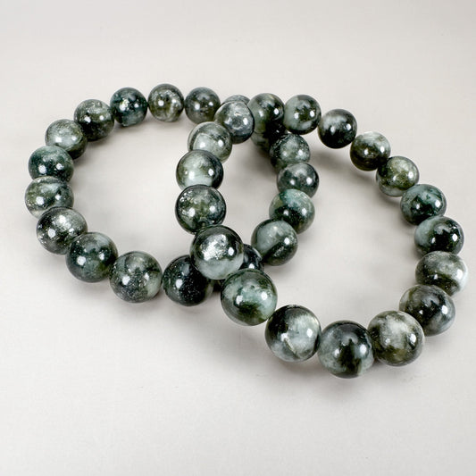 Green Lepidolite 11.5mm Smooth Round Bead Stretchy Bracelet - (J210)-The Bead Gallery Honolulu