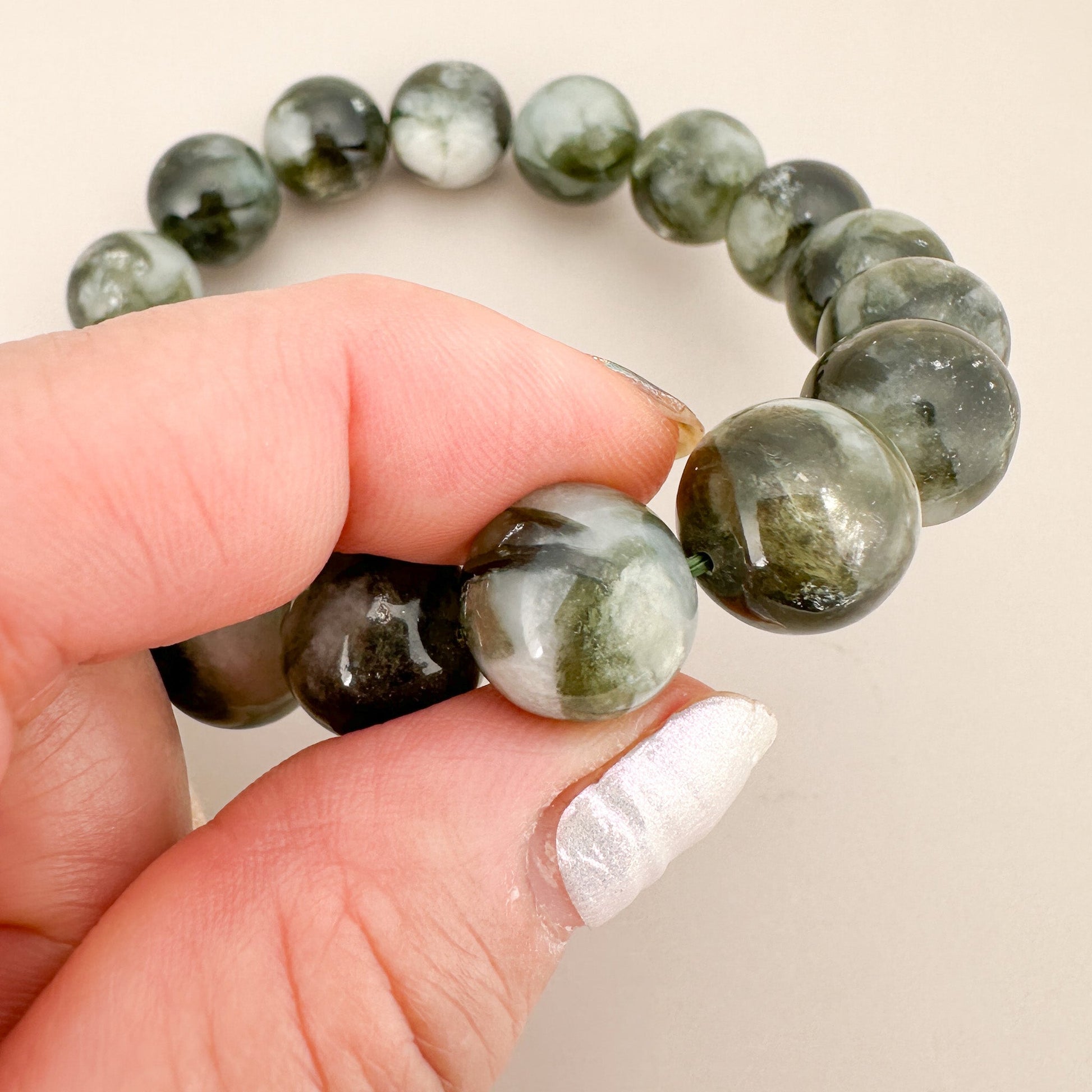 Green Lepidolite 12.5mm Smooth Round Bead - 1 pc. (P3137)-The Bead Gallery Honolulu