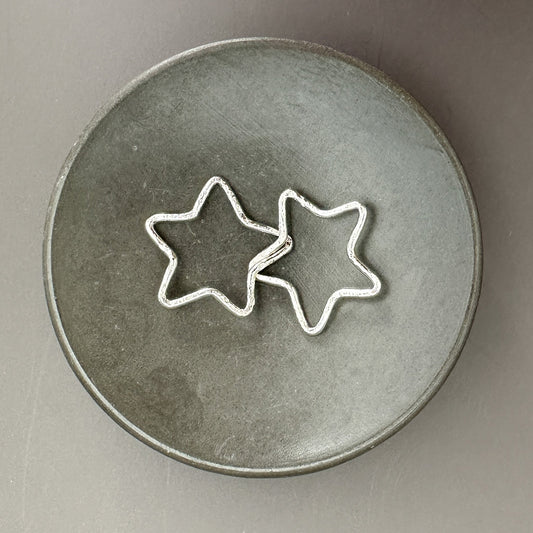 Handmade Pure Silver "Twin" Stars Pendant 20mm - Hammered Finish, Artisan Crafted, Linked Silver Star Charm for Jewelry Making - 1 pc. (M1934)-The Bead Gallery Honolulu