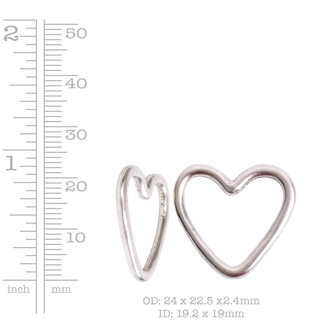 Heart 24x22mm Plated Brass Hoop Charm (2 Metal Options) - 1 pc. (M1970)-The Bead Gallery Honolulu
