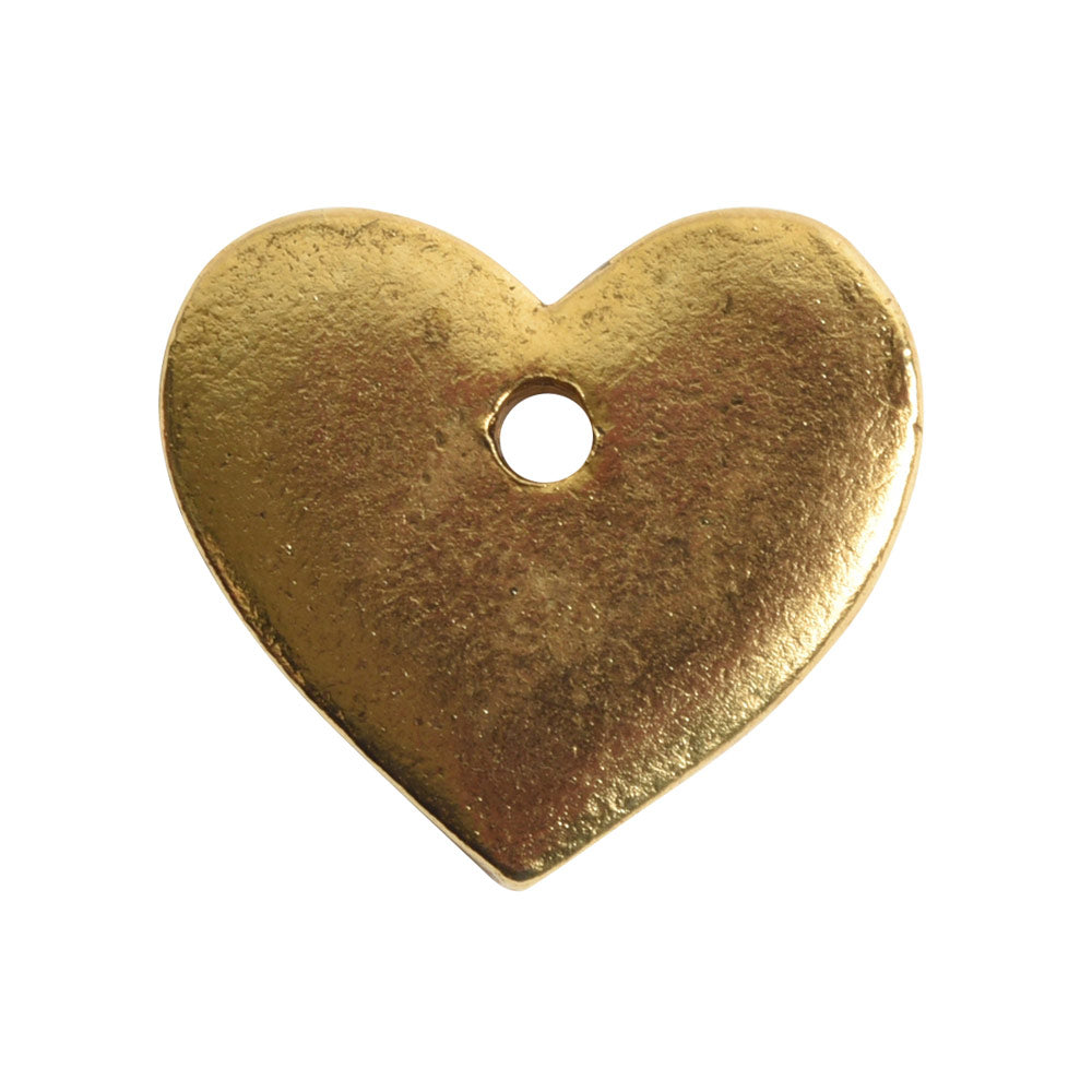 Heart Mini Flat Tag Antique Gold Plated Charm - 1 pc. (M1969)-The Bead Gallery Honolulu