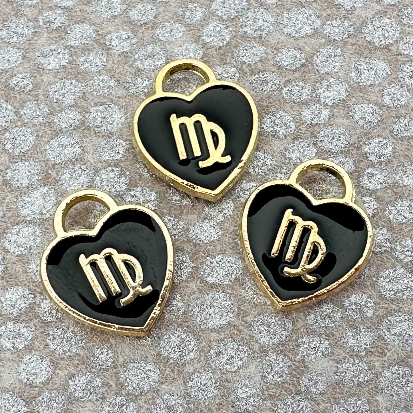 Heart with Zodiac Constellation 12x14.5mm Enamel Charm - 1 pc. (M1946)-The Bead Gallery Honolulu