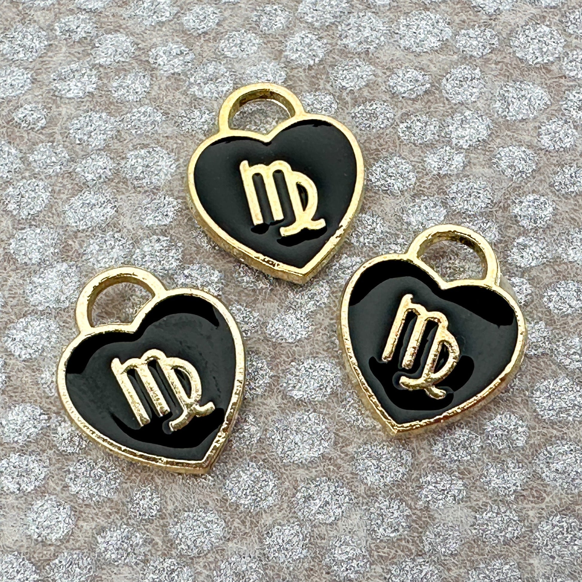Heart with Zodiac Constellation 12x14.5mm Enamel Charm - 1 pc. (M1946)-The Bead Gallery Honolulu