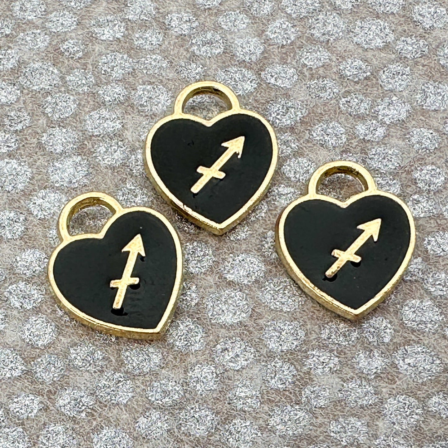 Heart with Zodiac Constellation 12x14.5mm Enamel Charm - 1 pc. (M1946)-The Bead Gallery Honolulu