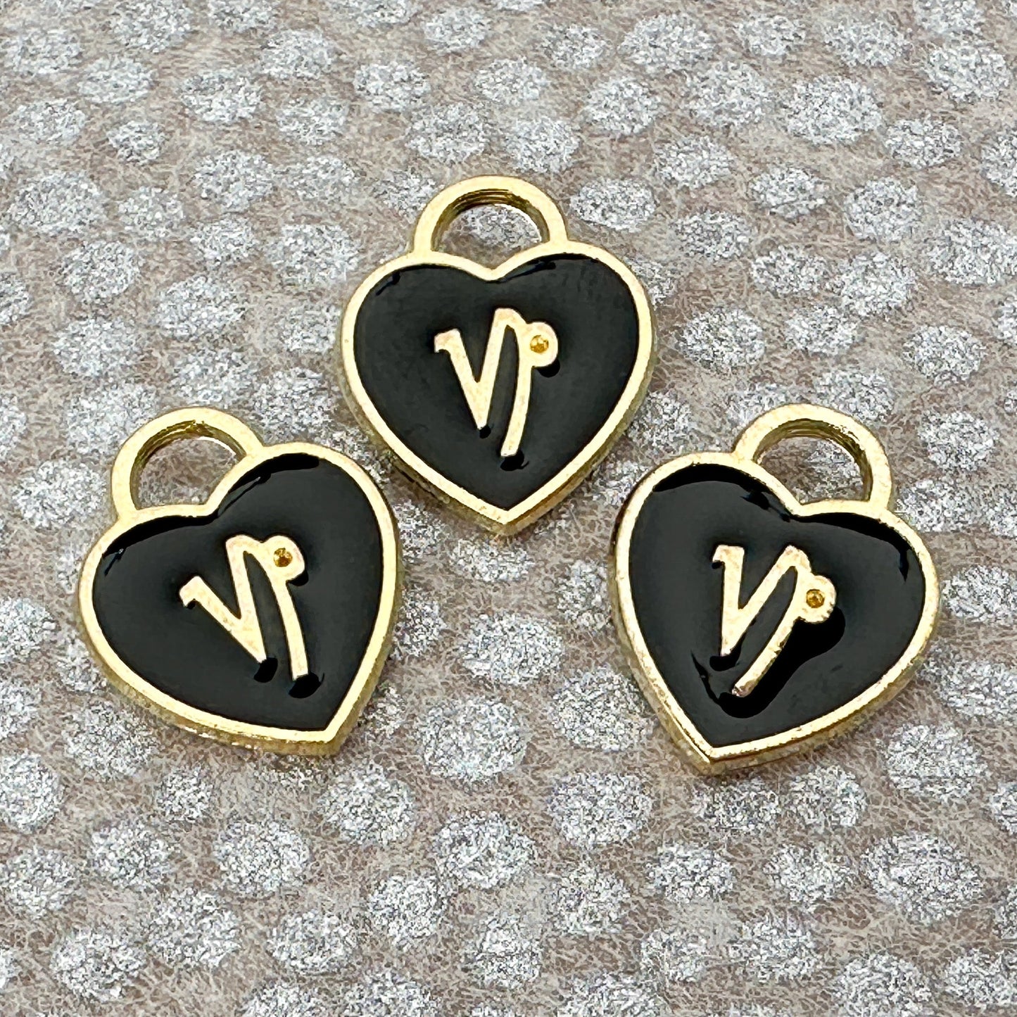 Heart with Zodiac Constellation 12x14.5mm Enamel Charm - 1 pc. (M1946)-The Bead Gallery Honolulu