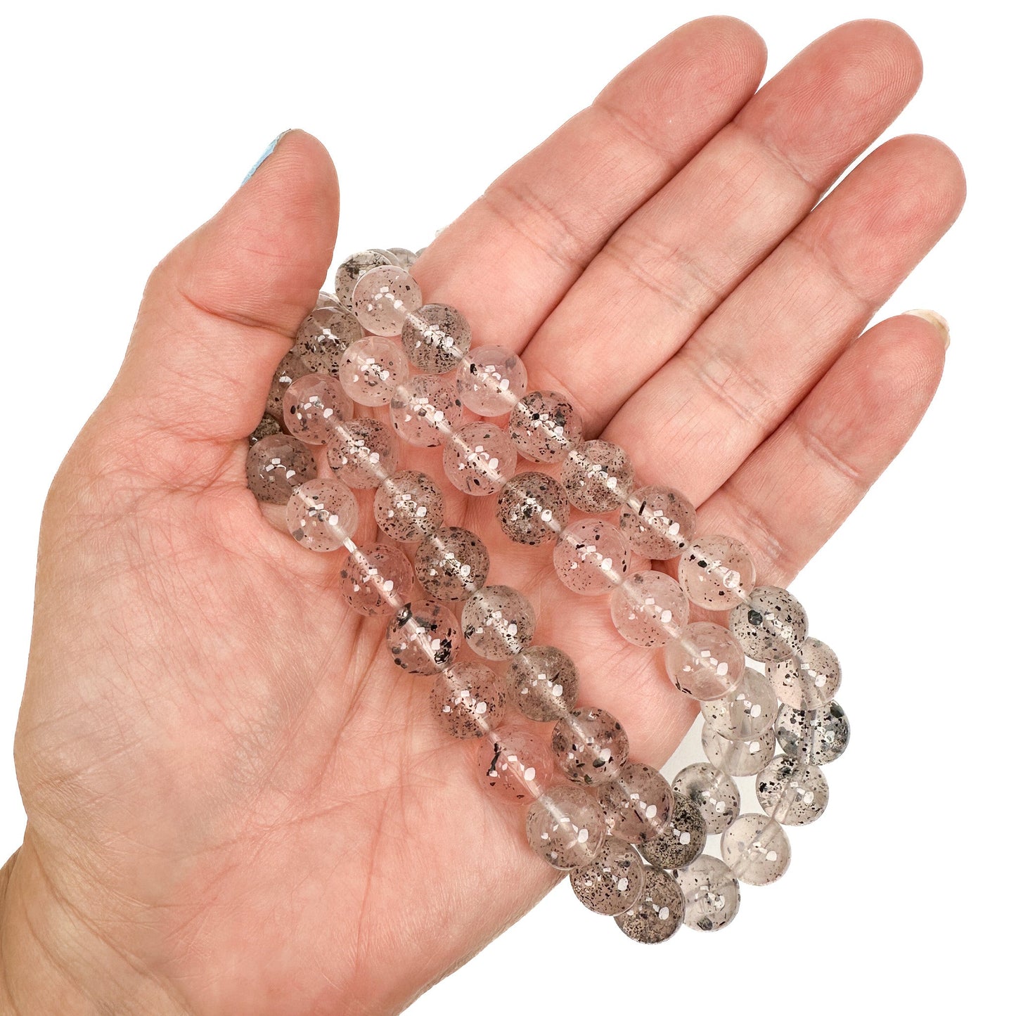 Hematite in Quartz 10mm Smooth Round Bead - 2 pcs. (P3095)-The Bead Gallery Honolulu