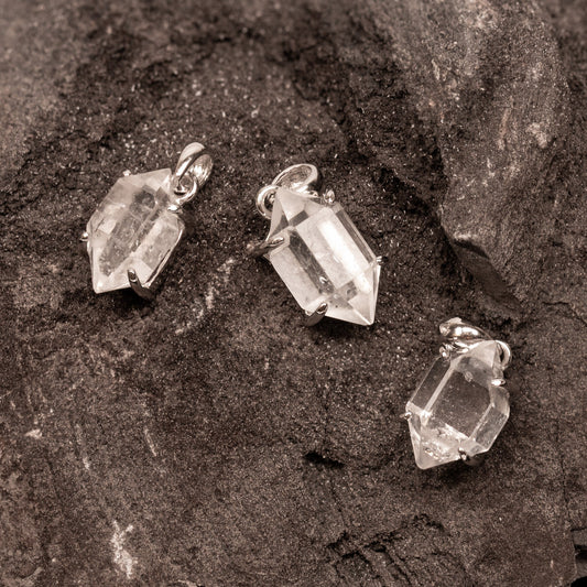 Herkimer Quartz 8x14mm Faceted Double Terminated Pendant - 1 pc. (P1751)-The Bead Gallery Honolulu
