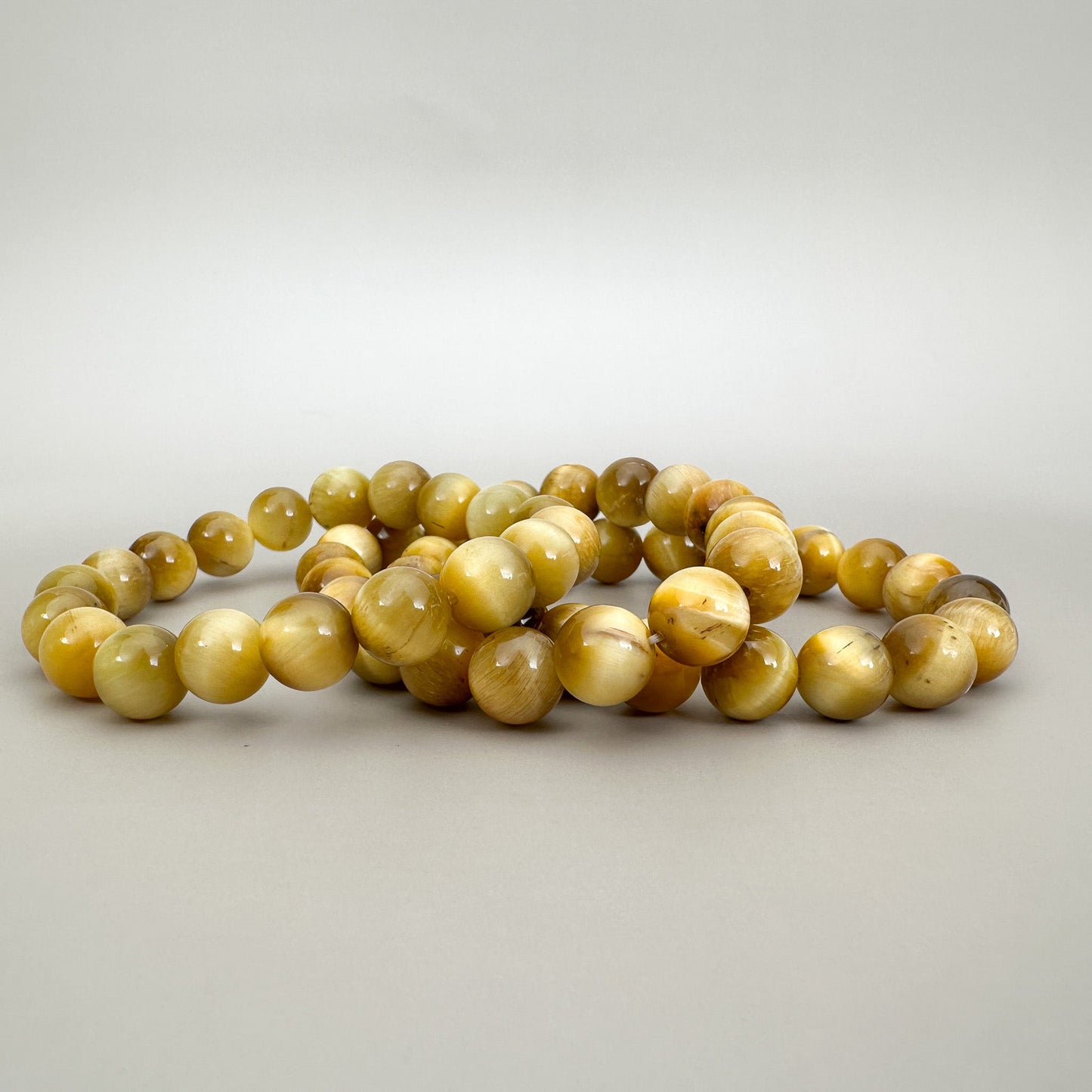 Honey Tiger Eye 10mm Smooth Round Bead - 6.5" Bracelet (GEM2275)-The Bead Gallery Honolulu