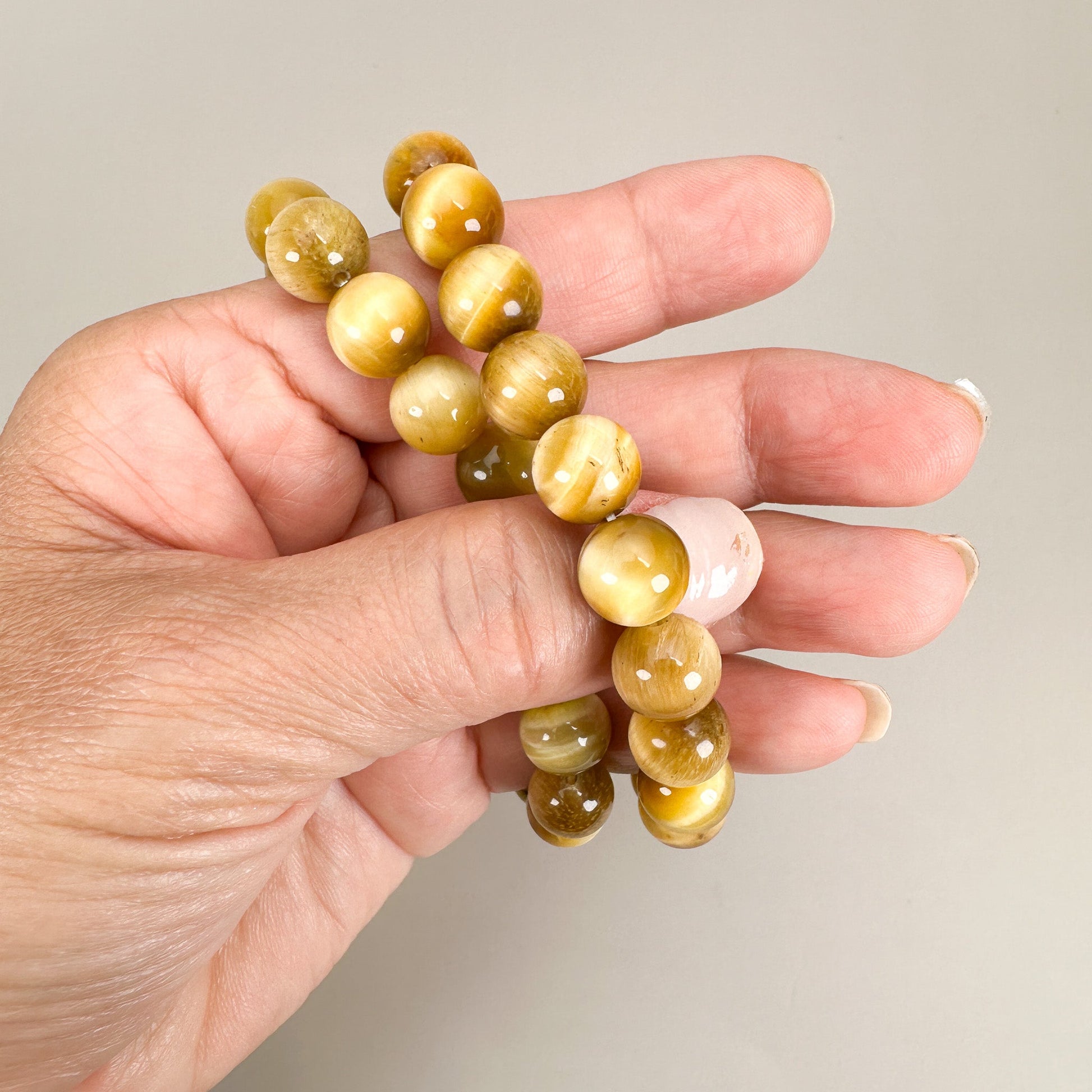 Honey Tiger Eye 10mm Smooth Round Bead - 6.5" Bracelet (GEM2275)-The Bead Gallery Honolulu