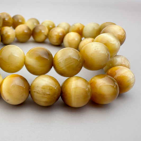 Honey Tiger Eye 10mm Smooth Round Bead - 6.5" Bracelet (GEM2275)-The Bead Gallery Honolulu