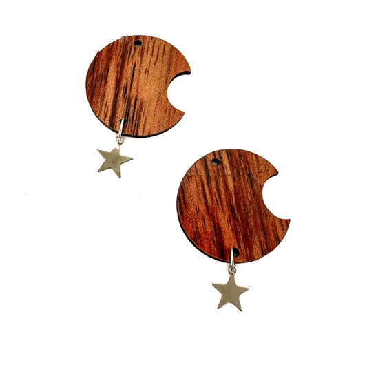 Koa Fat Crescent Moon Link - 1 pc. (P1227)-The Bead Gallery Honolulu