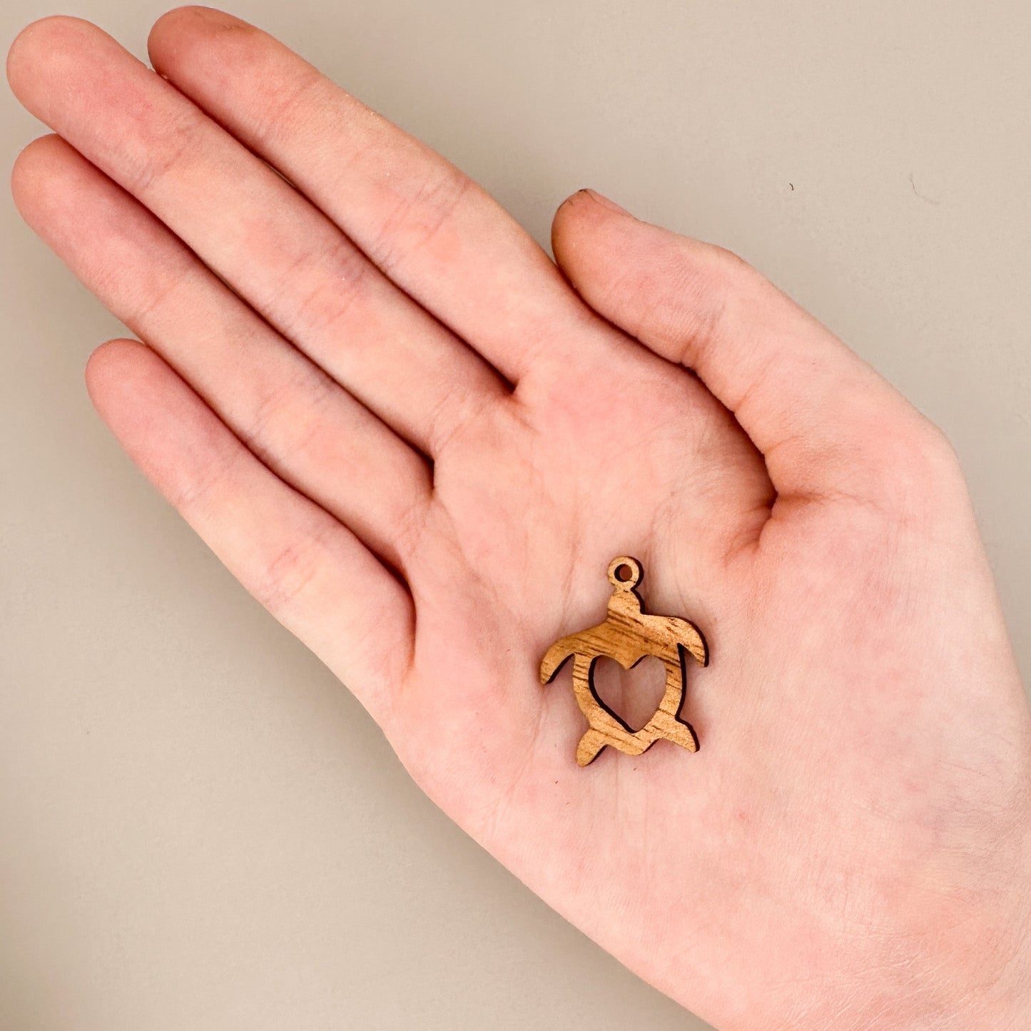 Koa Honu Heart Charm - 1 pc. (P1133)-The Bead Gallery Honolulu