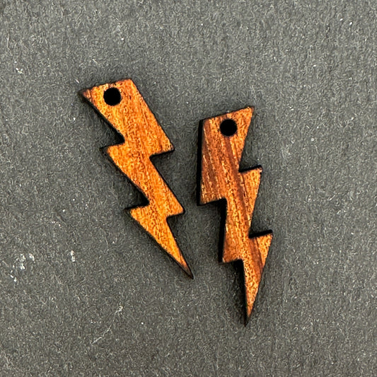 Koa Lightning Bolt Wood Charm (P3271)-The Bead Gallery Honolulu