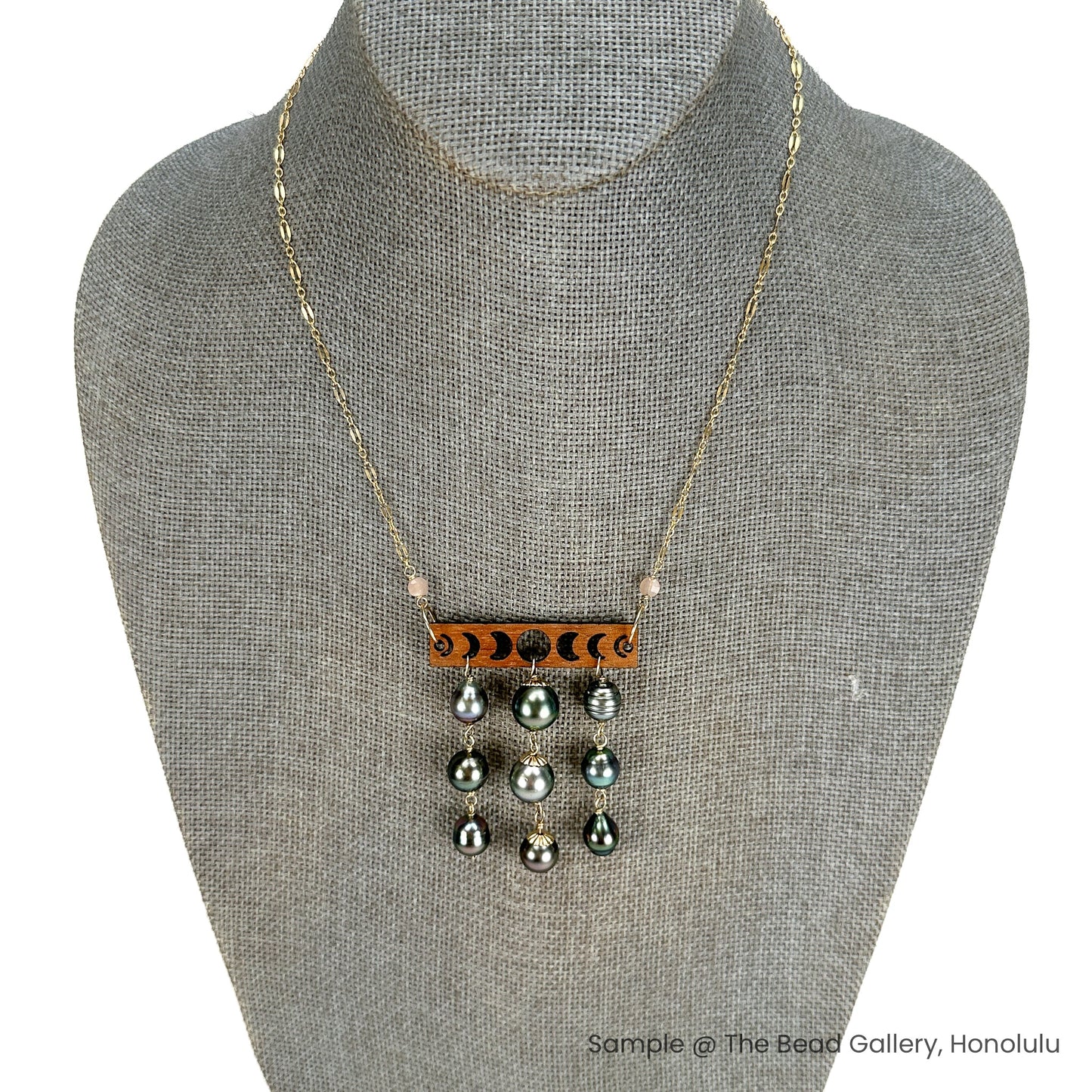 Koa Moon Phases Cutout Rectangular Wood Charm (P3270)-The Bead Gallery Honolulu