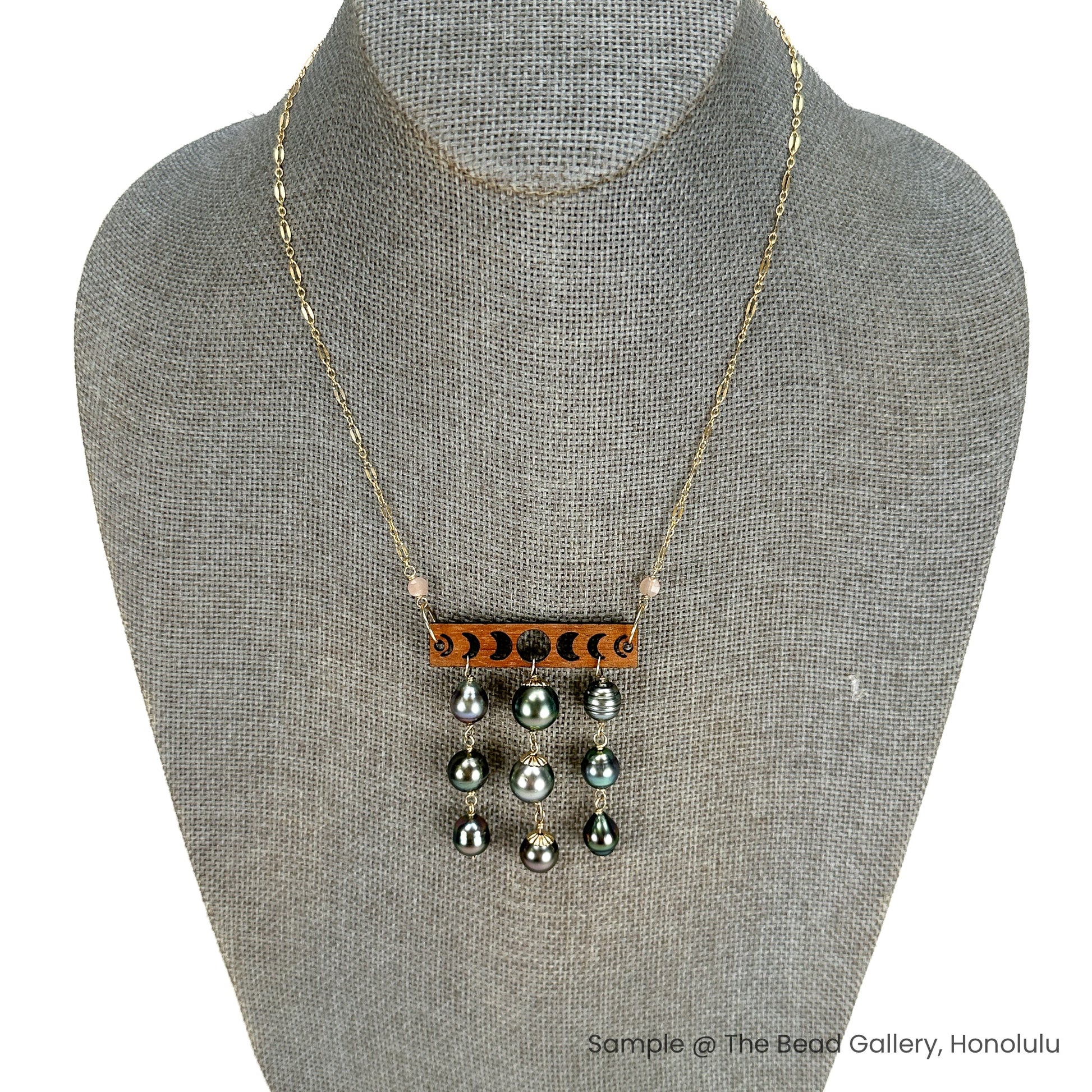 Koa Moon Phases Cutout Rectangular Wood Charm (P3270)-The Bead Gallery Honolulu