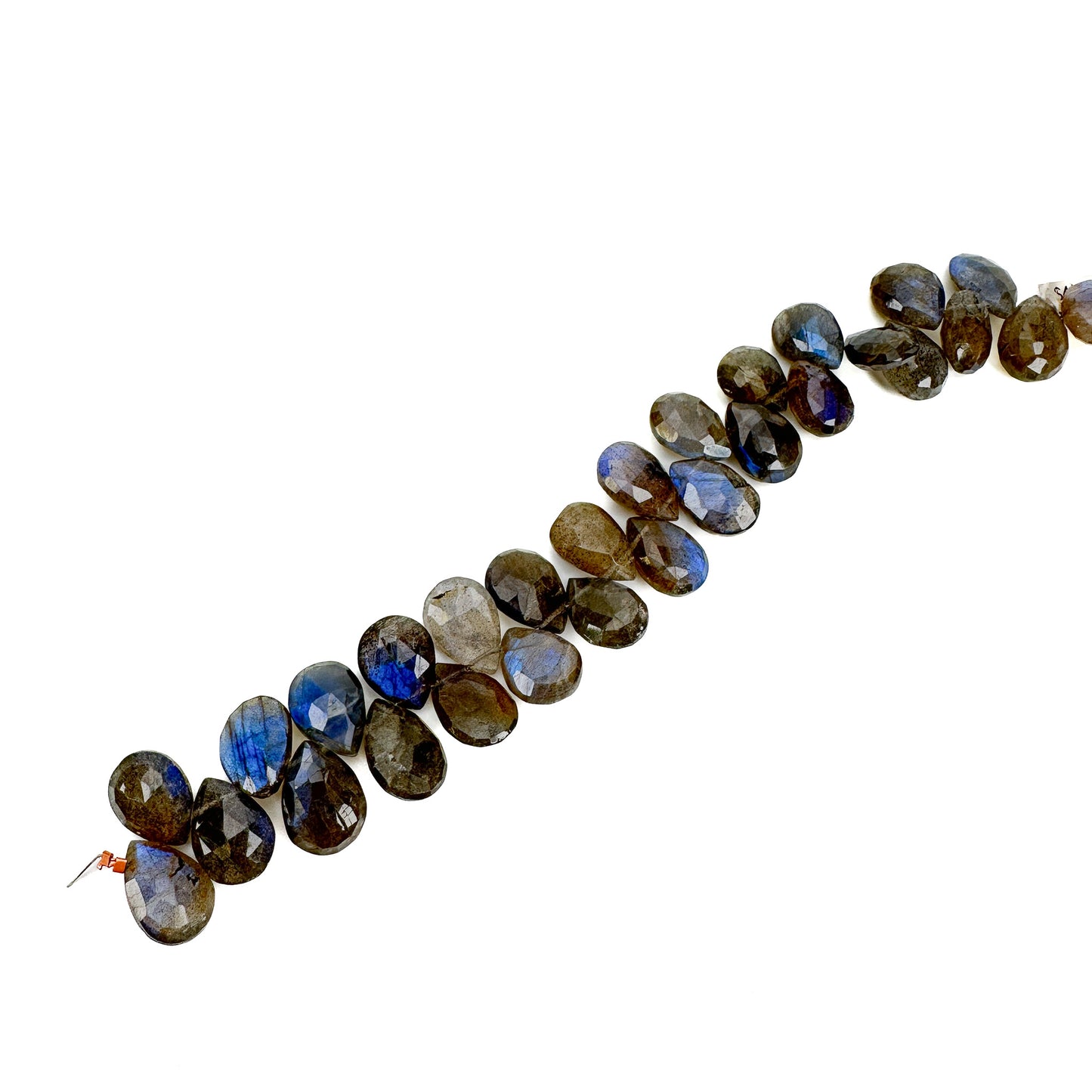 Labradorite Large Flat Faceted Pear Drop Tip Drill Briolette Bead - 7.5" Strand (J299)-The Bead Gallery Honolulu