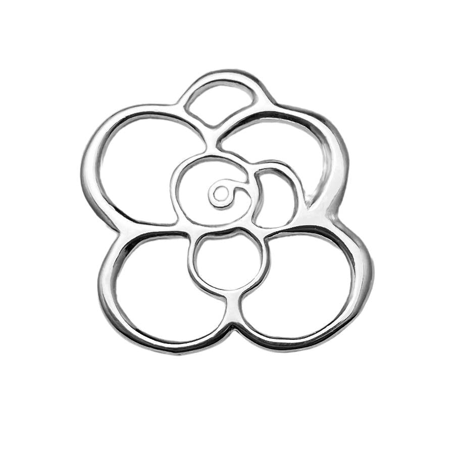 Large Flower Link Charm -Sterling Silver (1 pc/M665)-The Bead Gallery Honolulu