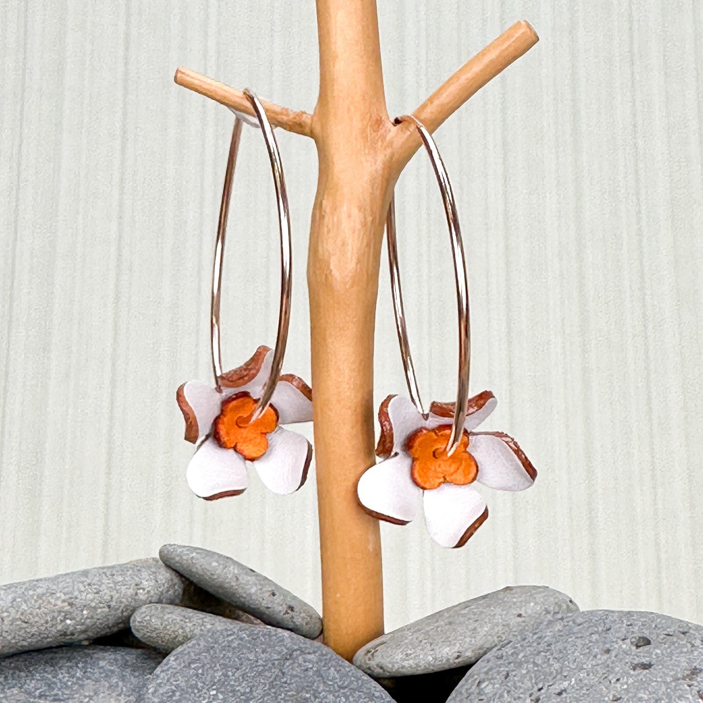 Leather Flower Earrings - 1 pair (J238)-The Bead Gallery Honolulu