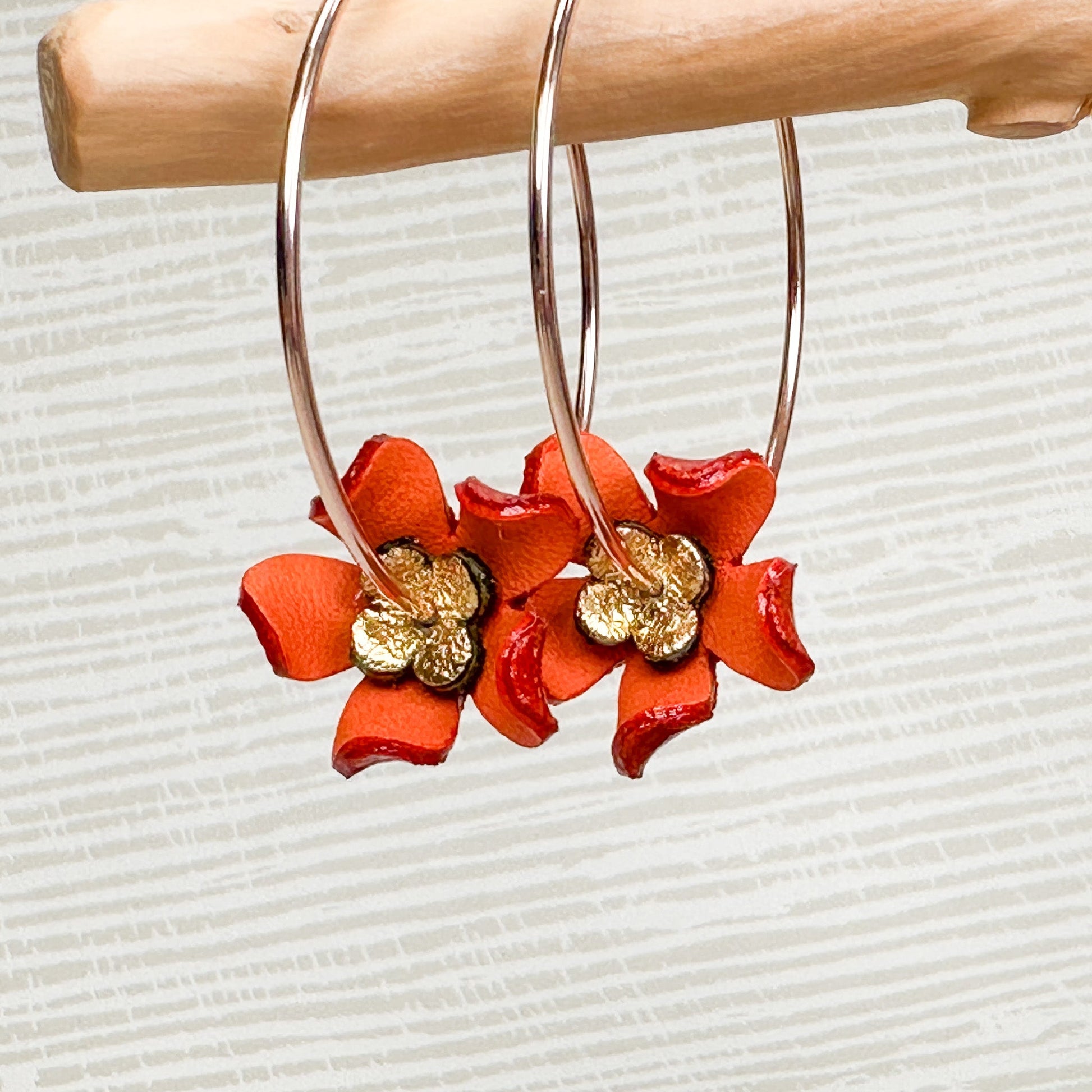 Leather Flower Earrings - 1 pair (J238)-The Bead Gallery Honolulu