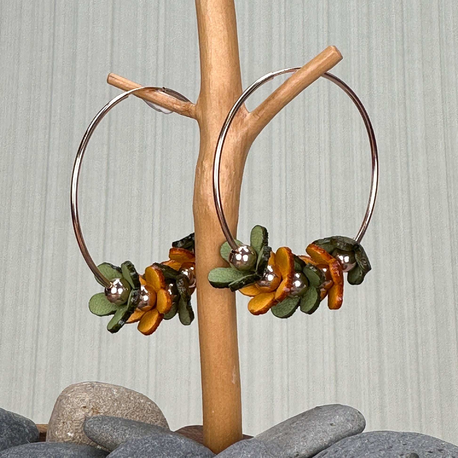Leather Flower Earrings - 1 pair (J238)-The Bead Gallery Honolulu