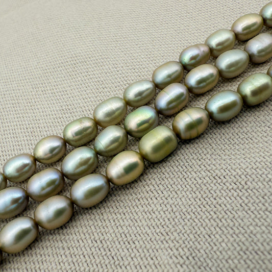 Light Celadon 7x5mm Rice Freshwater Pearl Bead - 8" Strand (GEM1761)-The Bead Gallery Honolulu