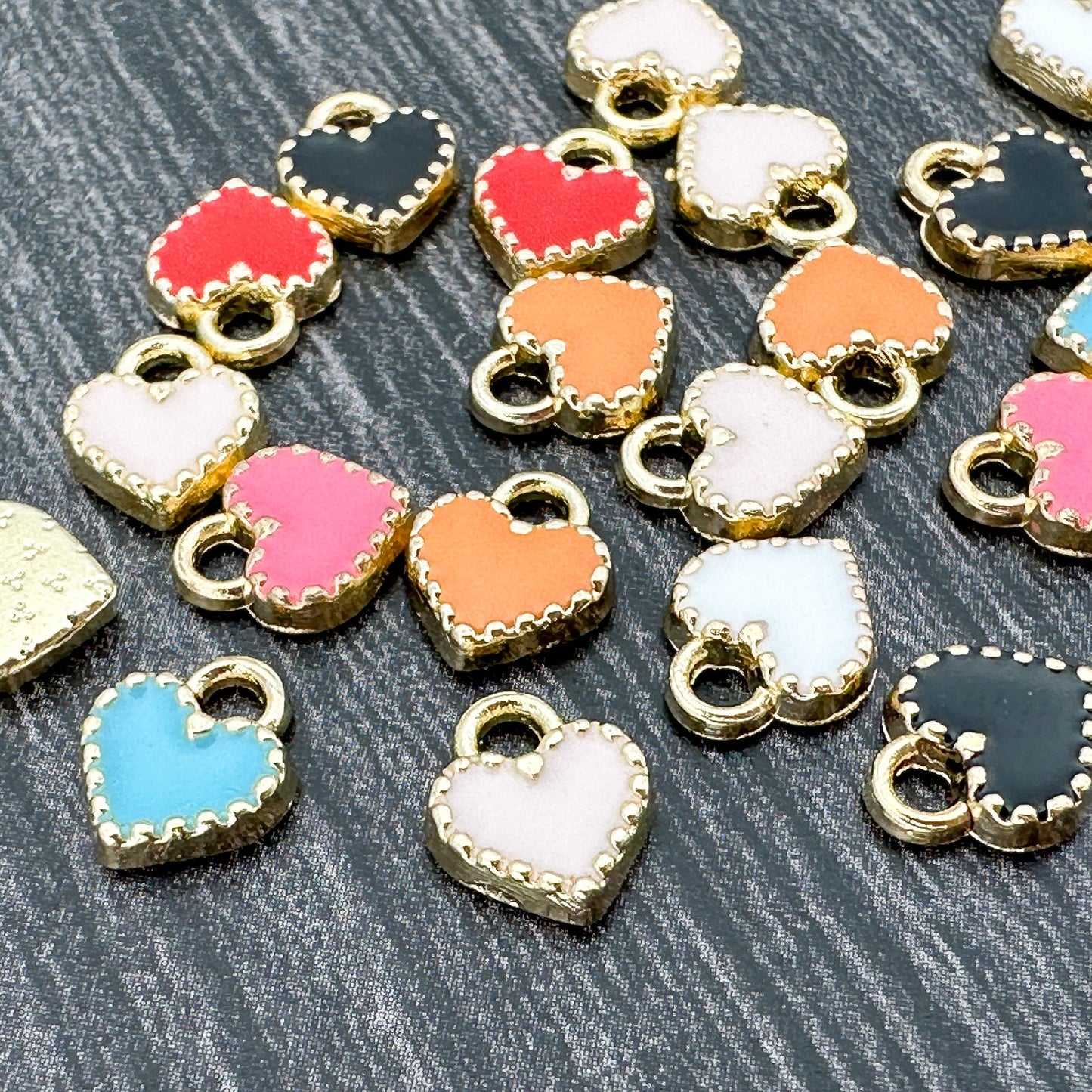 Little Heart 7x9mm Alloy Enamel Charm - 1 pc. (M1949)-The Bead Gallery Honolulu