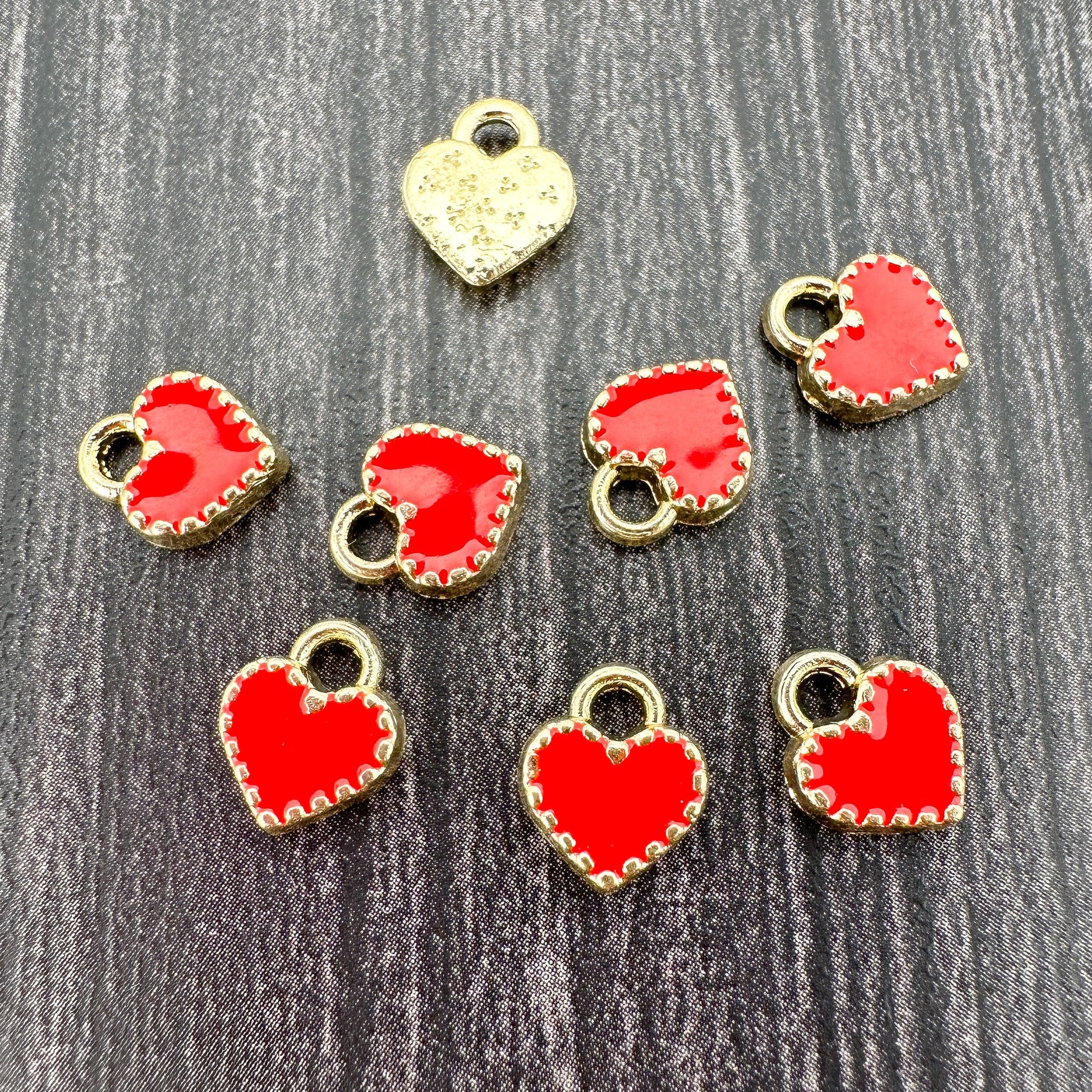 Little Heart 7x9mm Alloy Enamel Charm - 1 pc. (M1949)-The Bead Gallery Honolulu