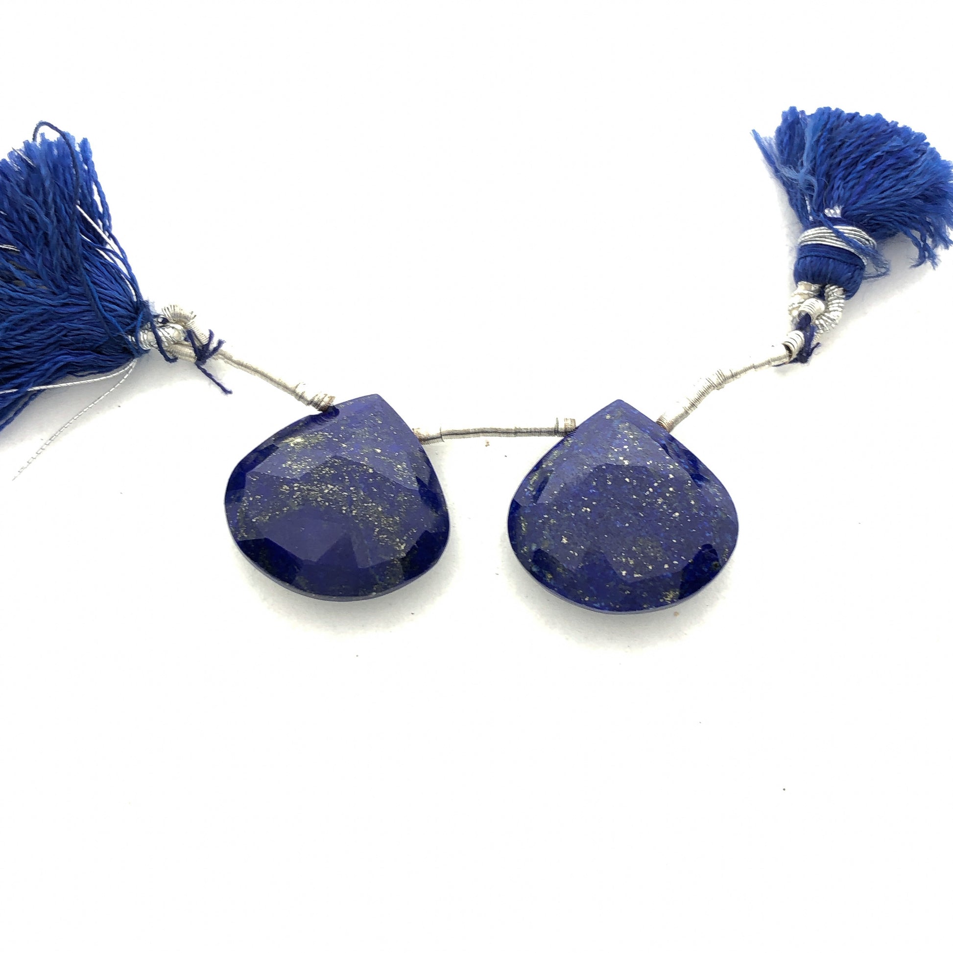 Matched Lapis Lazuli Faceted Briolettes (18mm) - Pair (P2979)-The Bead Gallery Honolulu
