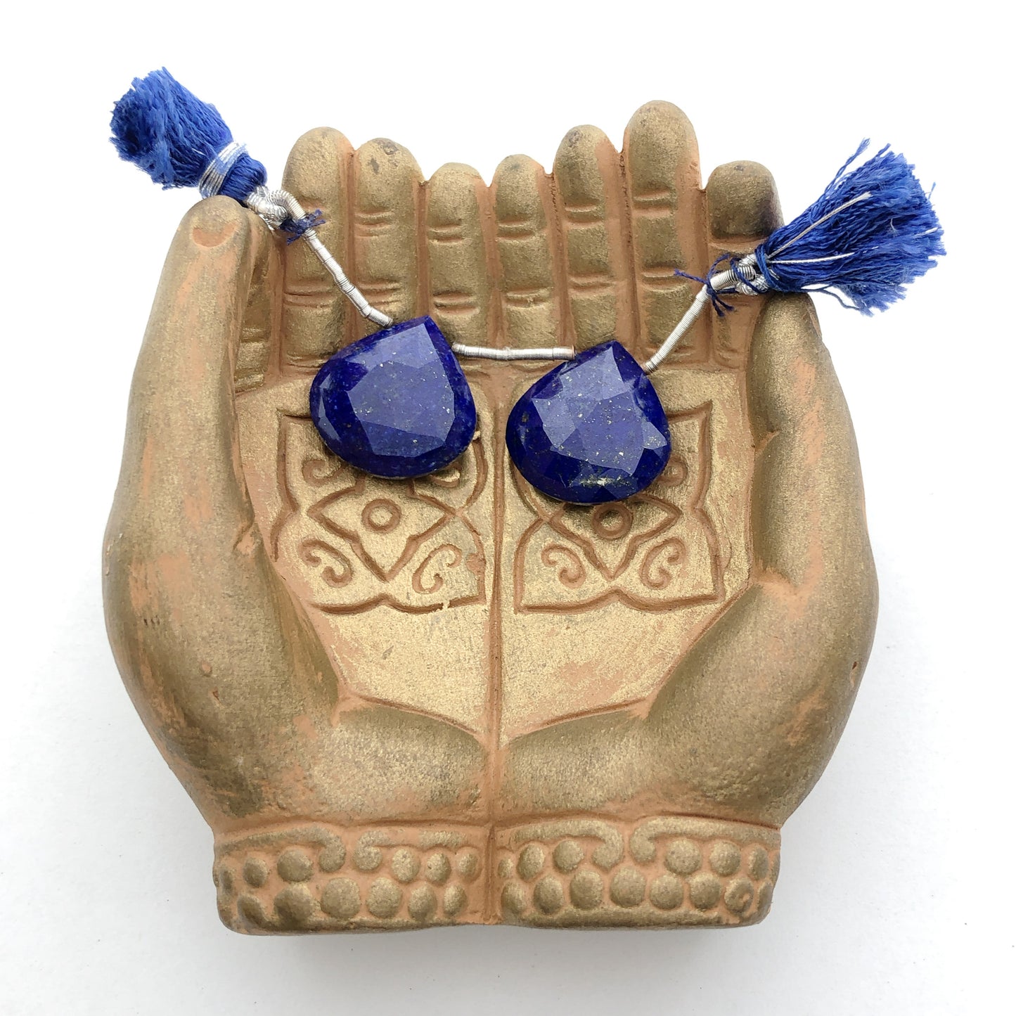 Matched Lapis Lazuli Faceted Briolettes (18mm) - Pair (P2979)-The Bead Gallery Honolulu