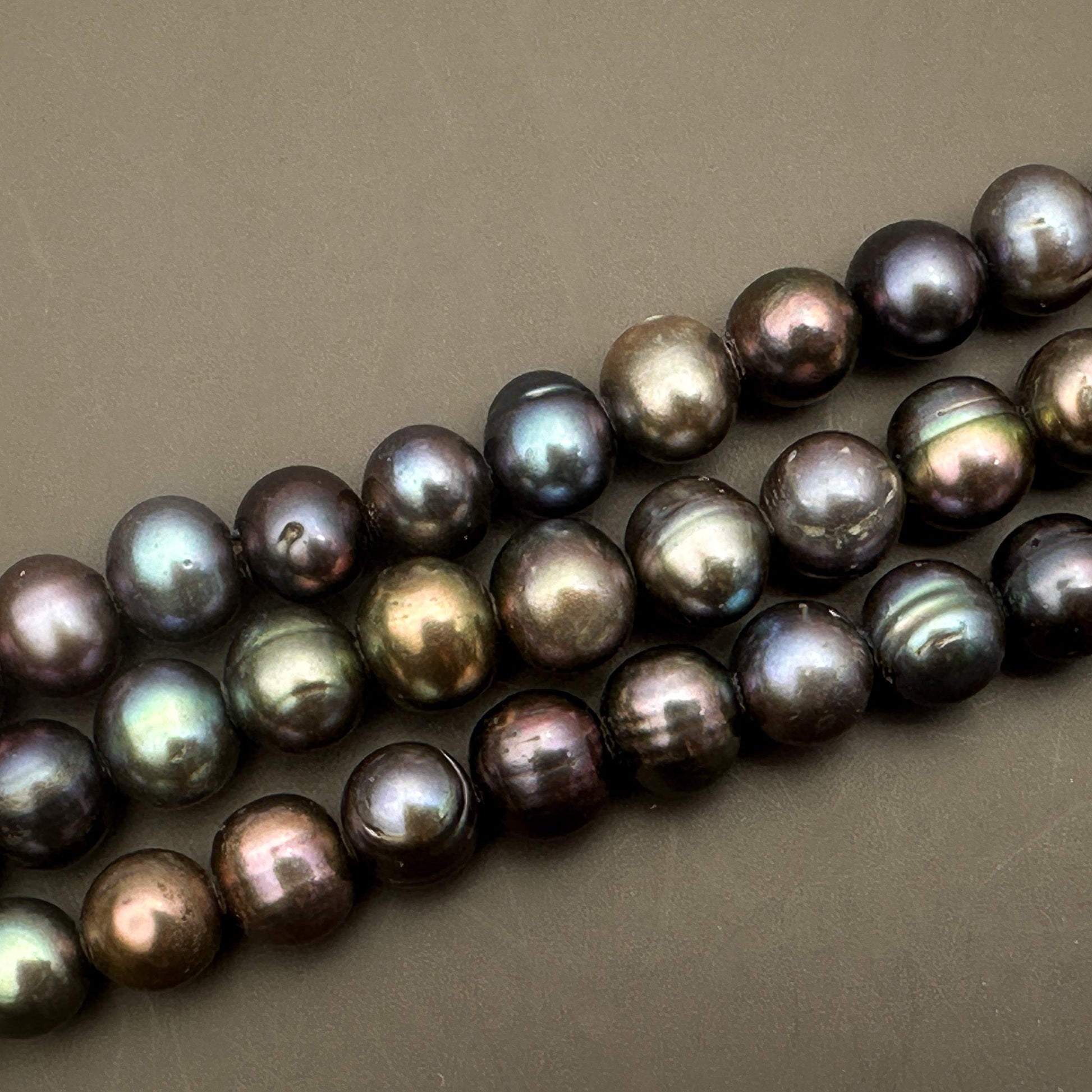 Medium Peacock 10mm Potato with Large Hole Freshwater Pearl Bead (GEM1817)-The Bead Gallery Honolulu