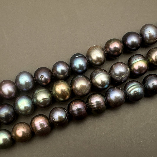 Medium Peacock 10mm Potato with Large Hole Freshwater Pearl Bead (GEM1817)-The Bead Gallery Honolulu