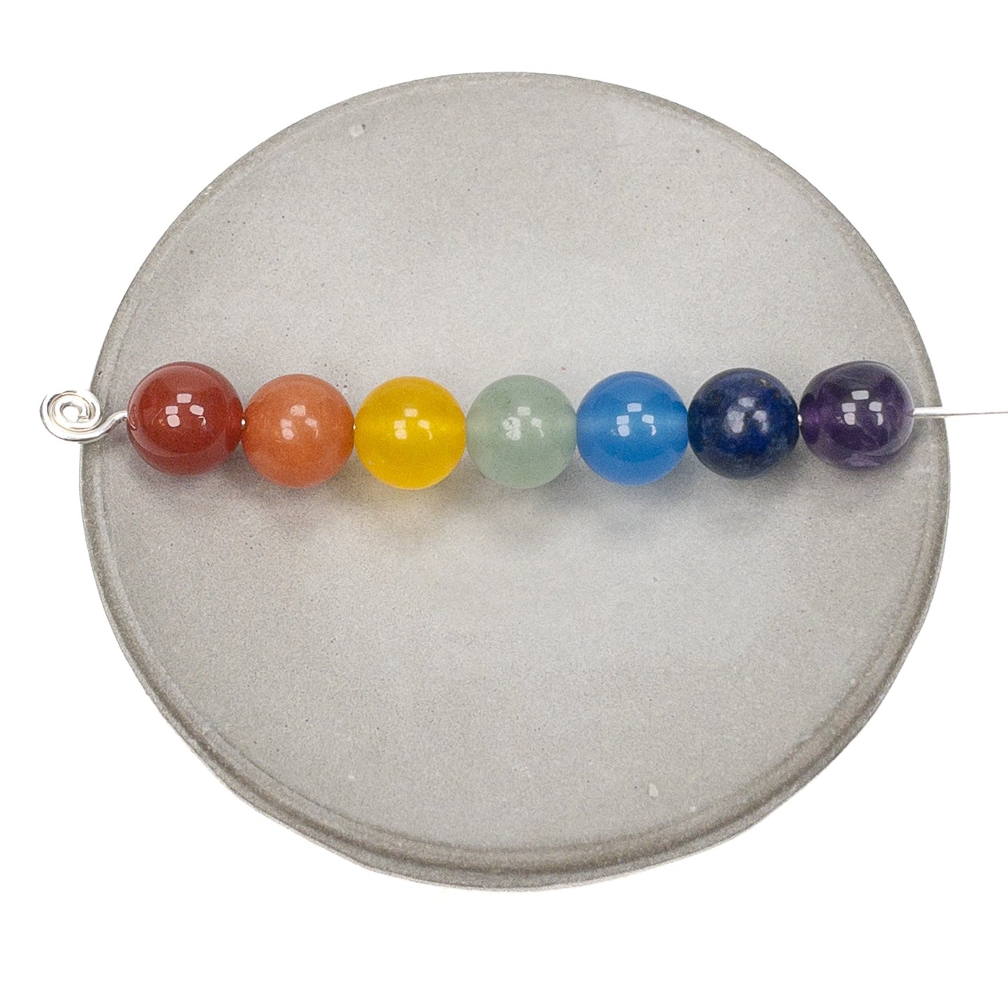 Mixed Gemstone Rainbow Chakra 8mm Smooth Round Beads (GEM1)-The Bead Gallery Honolulu
