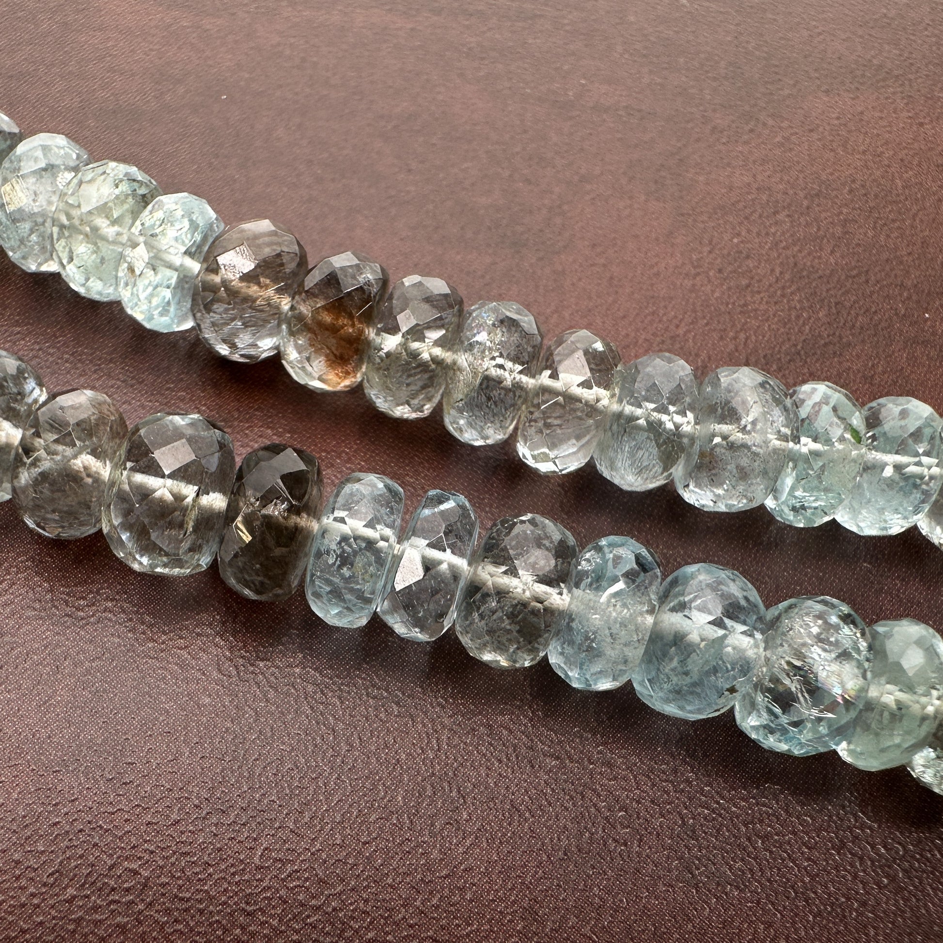 Moss Aquamarine 8mm Faceted Rondelle Bead - (GEM284)-The Bead Gallery Honolulu