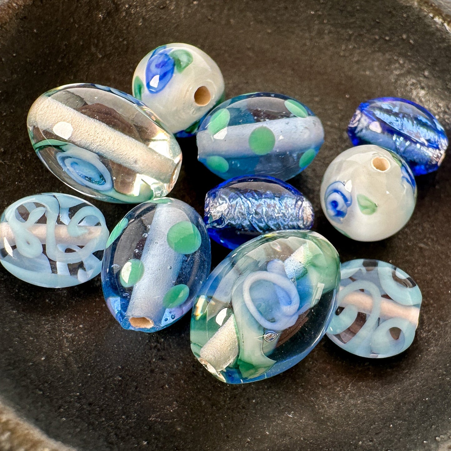Mostly Monochrome Czech Lampwork Glass Bead Mix (11 Options) - 10 pcs.-The Bead Gallery Honolulu