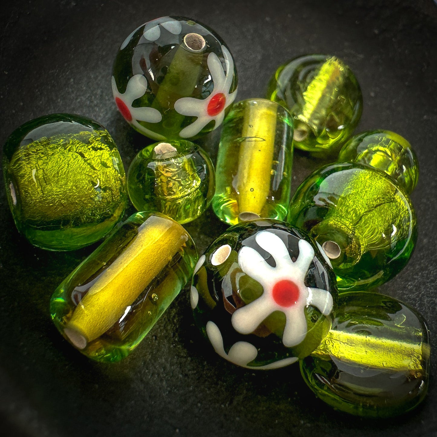 Mostly Monochrome Czech Lampwork Glass Bead Summertime Mix (11 Options Available) - 10 pcs.-The Bead Gallery Honolulu
