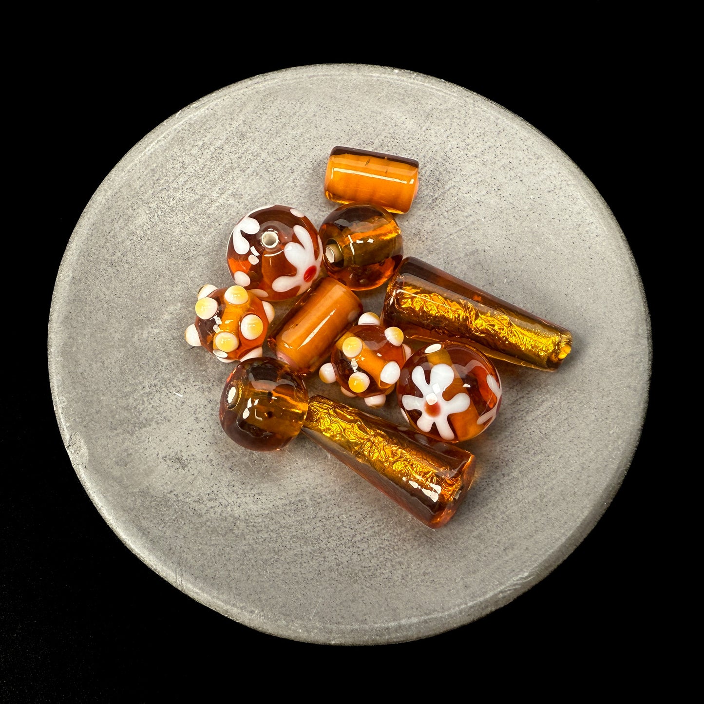 Mostly Monochrome Czech Lampwork Glass Bead Summertime Mixes - 10 pcs.-The Bead Gallery Honolulu