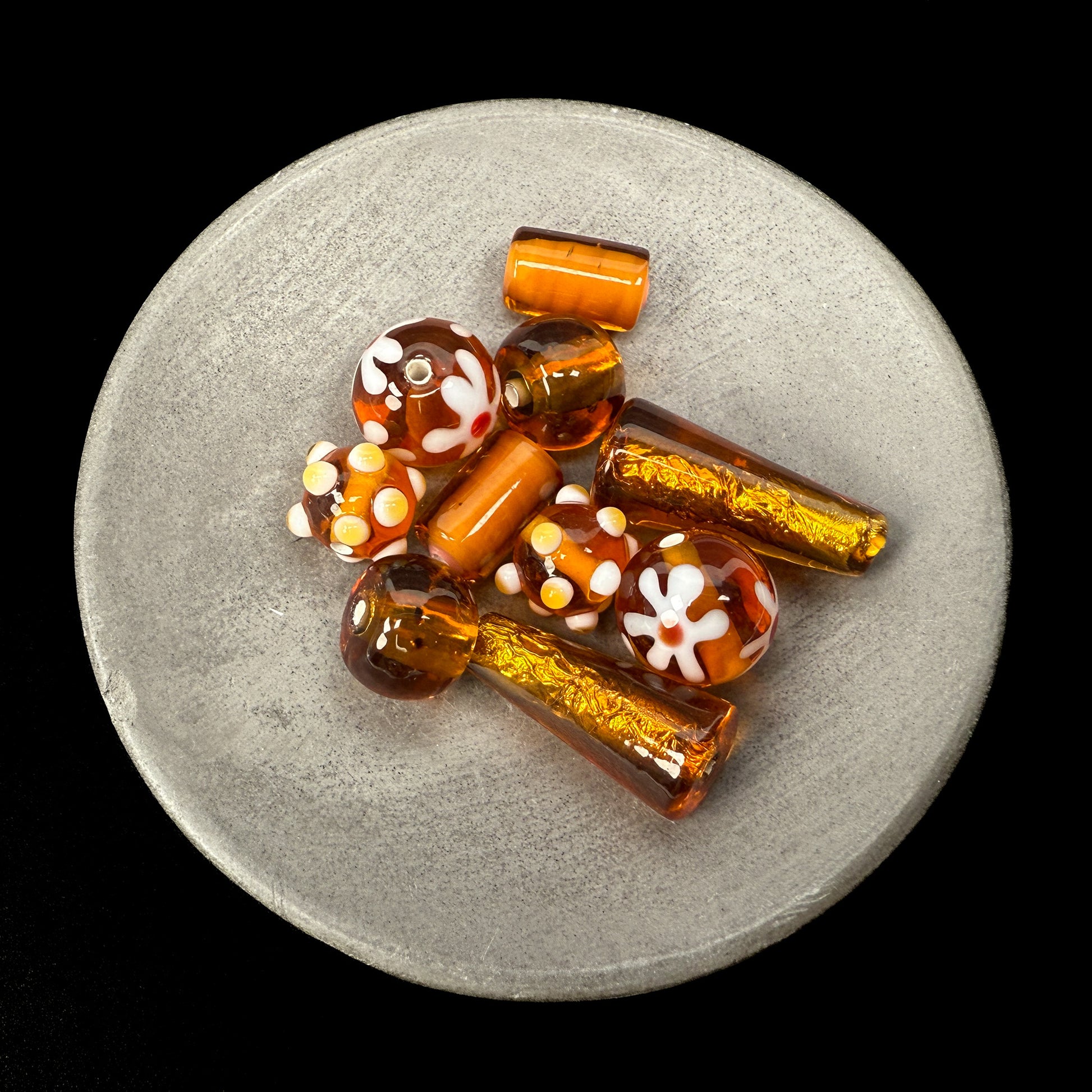 Mostly Monochrome Czech Lampwork Glass Bead Summertime Mixes - 10 pcs.-The Bead Gallery Honolulu